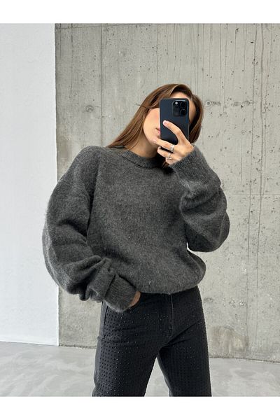 Laluvia Antracitová značka Model Měkký úpletový svetr