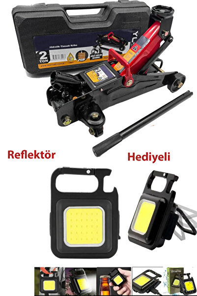 MOONSHOP 2,5 Tona Kadar Arabalı Tekerlekli Hidrolik Kriko Çelik Malzeme Refle...