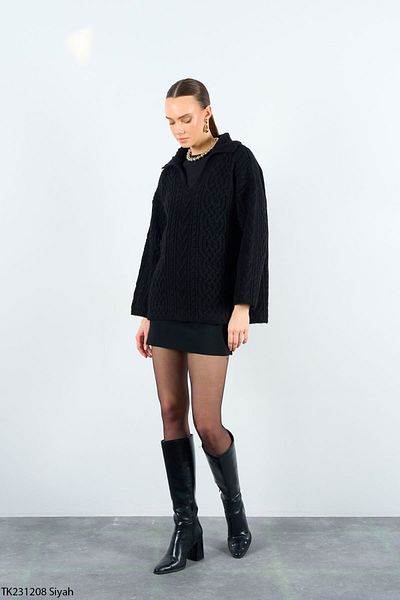 Qu Style Pulover din tricot cu decolteu în V