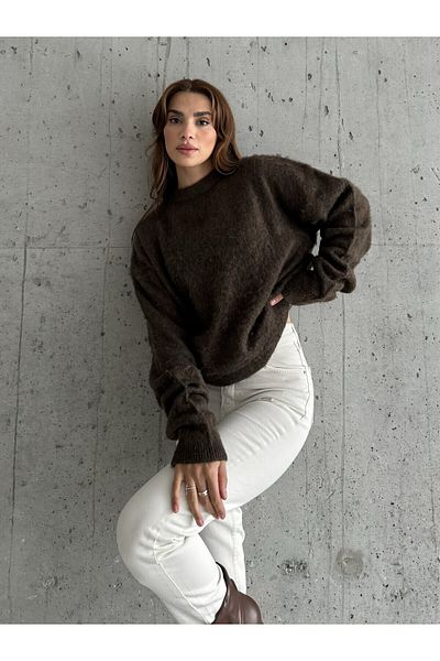 Laluvia Barna Márka Modell Puha Kötött Pulóver