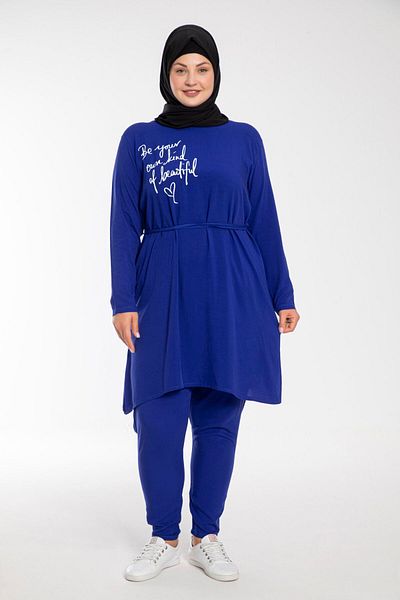 VISHENKA Women's Printed Saks Color Woven Viscose Large Size Hijab Suit