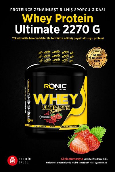 Ronic Nutrition Ultimate 2270GWheyProteinPowder - Helps Muscle Building, Strawberry Flavor Hd-02