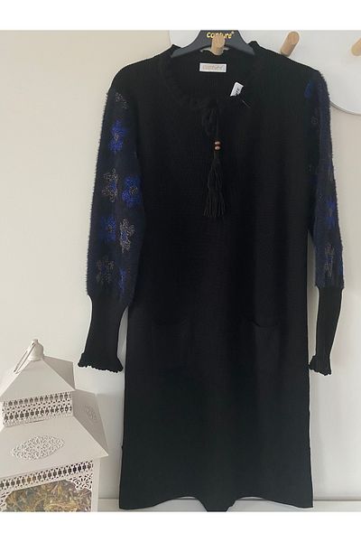 sinankardeşler Pulover tunică cu mâneci cu model floral brodat pentru femei