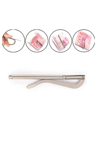AiryFooT Metal Para Tokası, Nkel Renk Yaylı, Cüzdan İçi Para Klipsi, 8.5 cm