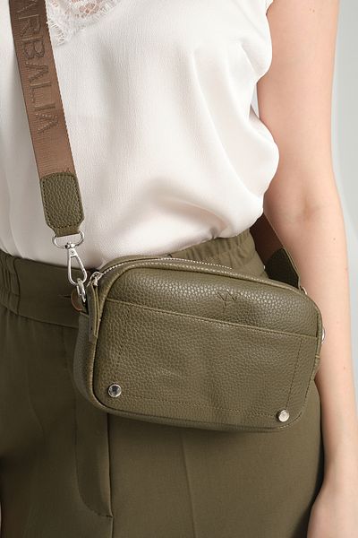 Garbalia West Adjustable Cross Handle and Shoulder Strap Mini Khaki Green Women's Bag with Magnet and Zipper