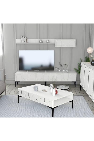 Variant Mobilya Lyon 2li Salon Takımı - Beyaz / Siyah