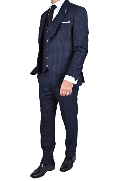 Carutte CRT 330 DESENLİ SLİMFİT YELEKLİ TAKIM ELBİSE