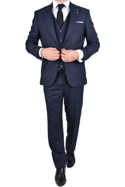 Carutte CRT 330 DESENLİ SLİMFİT YELEKLİ TAKIM ELBİSE