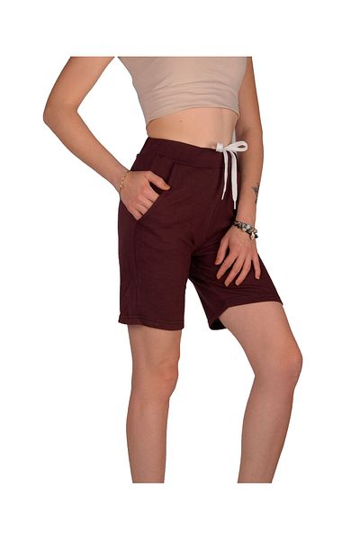 ACR Giyim Tekstil Forma Baskı Pantaloni scurți de damă de culoare prune, potrivire confortabilă