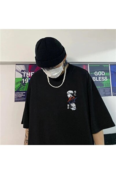 Le Savu Jujutsu Kaisens cu imprimeu Culoare neagră Unisex supradimensionat tr...