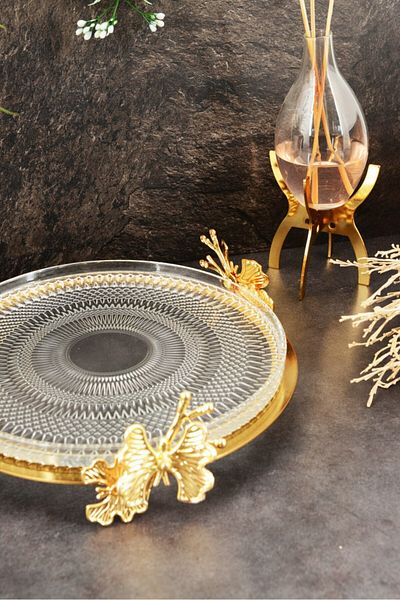 HELVACIOĞLU AKSESUAR Παρουσίαση Butterfly Laser Glass 16 cm Χρυσό