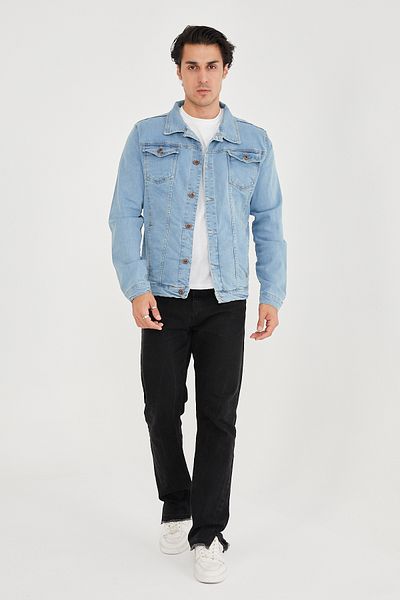 allymoda Мъжко леденосиньо дънково яке ALLY-200
