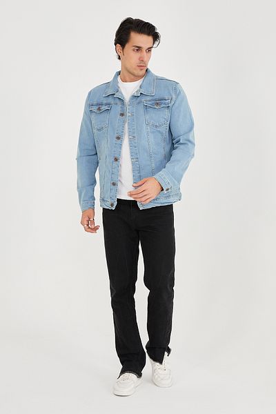 allymoda Мъжко леденосиньо дънково яке ALLY-200
