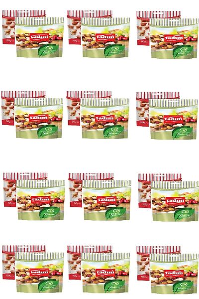 Tadım Mixed Nuts Raw Natural 75 G x 12 Pieces and Salted Roasted Peanuts 90 G x 12 Pieces
