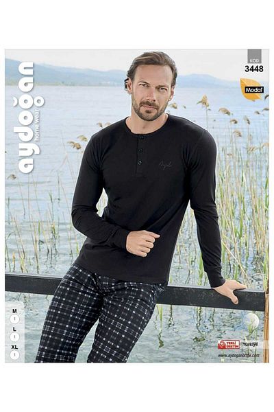 Aydoğan AYDOĞAN 3448 - Men's Modal Long Sleeve Pajama Set