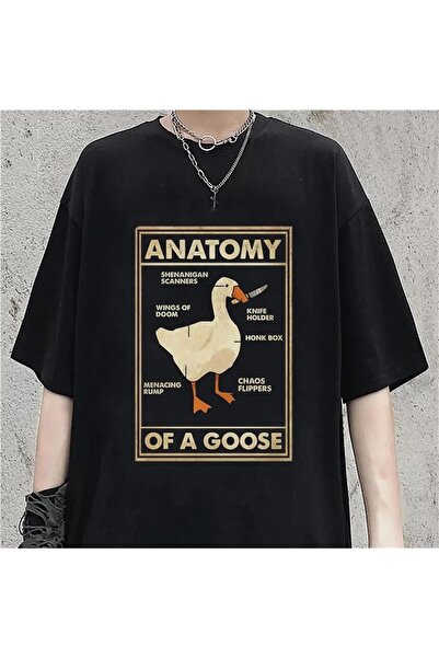 Le Savu Anatomia păsării rață cu imprimeu Culoare neagră Unisex supradimensio...