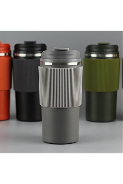 hediyeconcepti 450ml Silikon Kol 304 Paslanmaz Çelik Termos Taşınabilir Coffe...