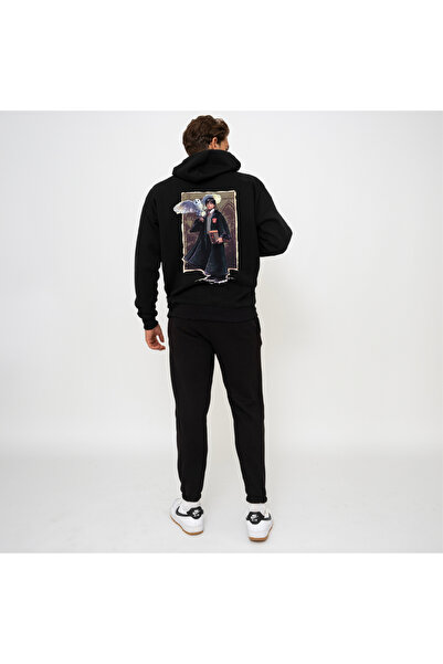 donamod طقم بدلة رياضية للرجال بغطاء للرأس باللون الأسود بتصميم هاري بوتر