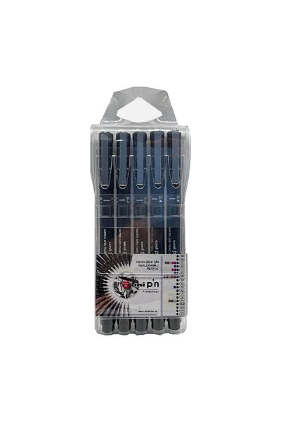 Mandalart Fabric Uni-Pin Fineliner Black Technical Pen Set, 5-Piece Nib Option, 0.1-0.2-0.3-0.4-0.5