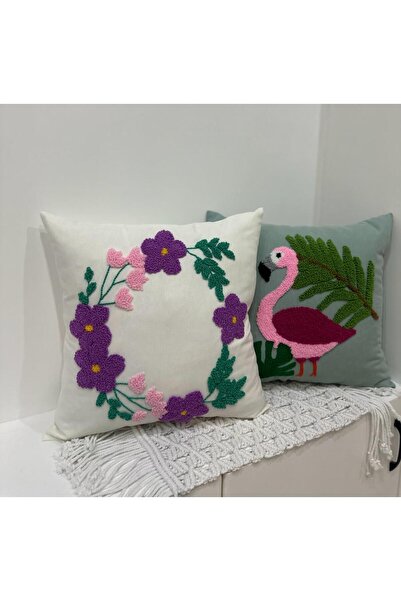 punchatolyem Punchhatolyesii Flamingo وسادة رمي الأزهار اليدوية الحديثة Punch...