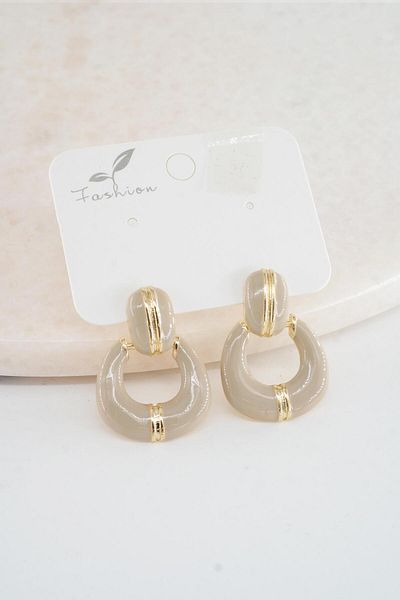 By Zeyna Aksesuar Women's Vip Series Dangle Enamel Earring Set