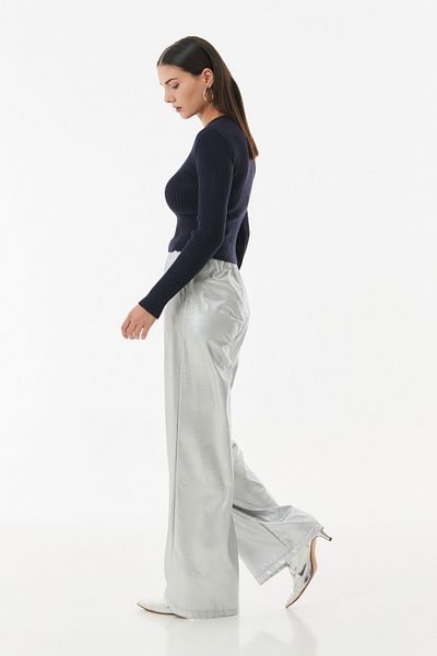 Fulla Moda Corded Crew Neck Knitwear Sweater