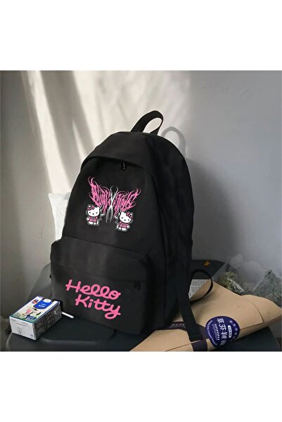 weywot Μαύρο στρατιωτικό σχολικό σακίδιο Hello Kitty με μπουκάλι νερού