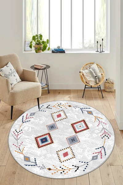 Halise Home Non-Slip Based Washable Printed Round Carpet Runner Kitchen Rug
