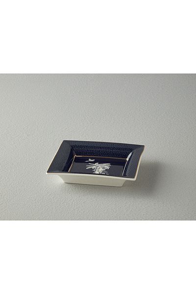 English Home Dark Blue Chic Palm Decorative Plate - 14X14X2.5 cm