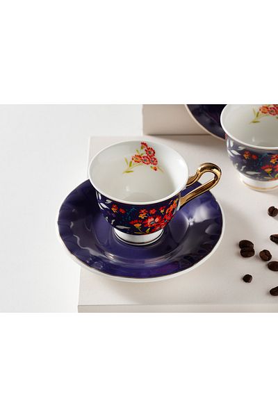English Home Set de căni de cafea Miranda New Bone China, 4 piese, pentru 2 persoane, bleumarin