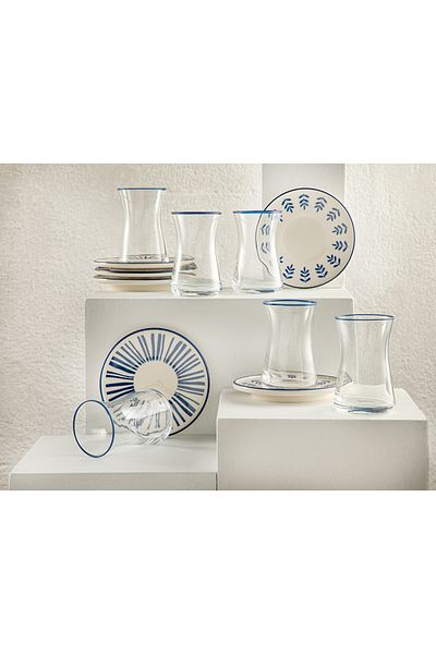 English Home Tulca Porcelain 6-Piece Tea Set 160 ml Dark Blue
