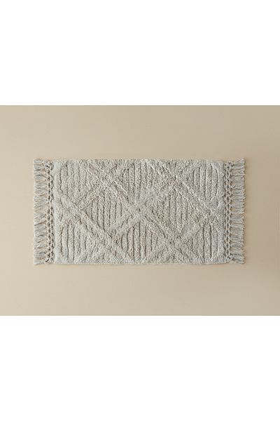 English Home Tassel Check Βαμβακερό πατάκι μπάνιου με φούντα Μπεζ