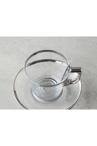 English Home ador Glass 4-piece Teacup Set for 2 People - Silver