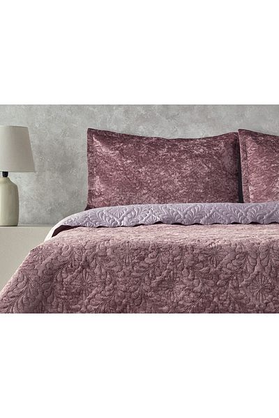 English Home Royal Charm Velvet Double Bedspread Set 200x220 cm Plum