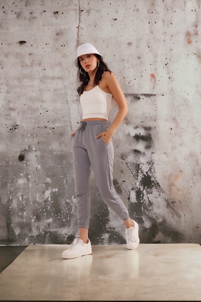 HAKKE Kadın Taş Gri Cepli Eşofman Altı