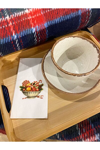 busrasdesign طبق حلوى السنة الجديدة منديل عرض مطبوع 16 قطعة