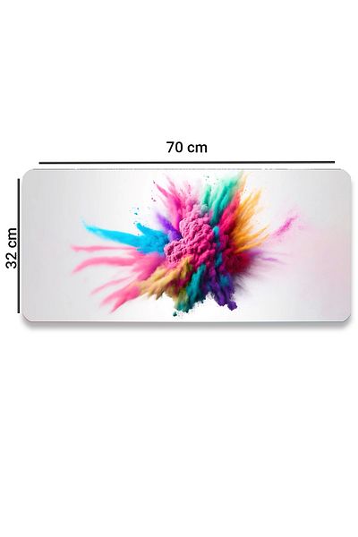 SonicTouch 32x70 см неплъзгаща се безшевна подложка за клавиатура в зелено, розово и жълто за геймъри, работещи с дим