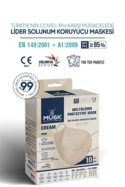 Musk Maske Krem Renk 10 Adet