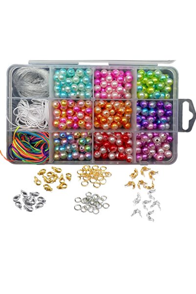 Hedef Bijuteri مجموعة صنع المجوهرات ذات الخرز اللؤلؤي الملون مقاس 8 مم وإغلاق...