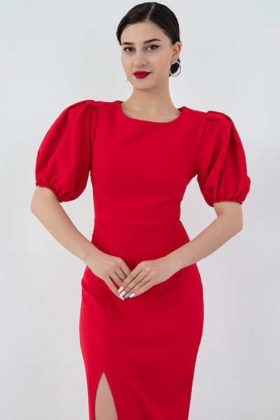 PULLIMM Rochie Atlas cu mâneci cu balon 4317