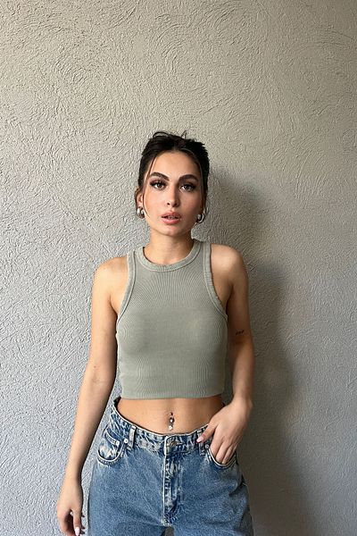 Seda Yalçın Atelier Χακί Antique Crew Tank Top