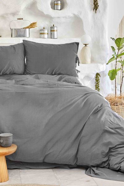 Karaca Home 4 Element Anthracite 100% Cotton Double Duvet Cover Set Water