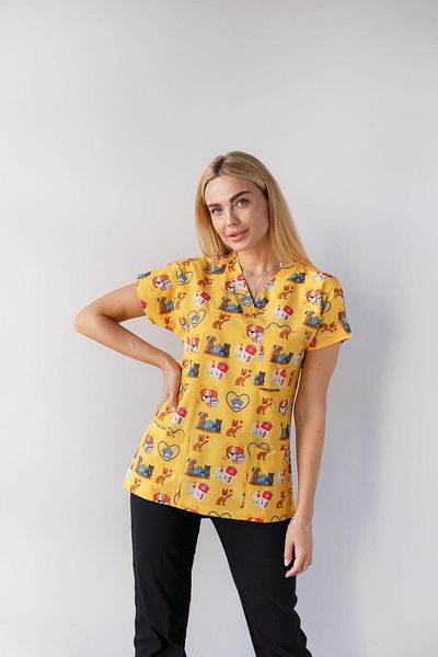 Dr. Mitra Tricou cu mânecă liliac din Lycra pentru femei, cu model pentru asistentă medicală