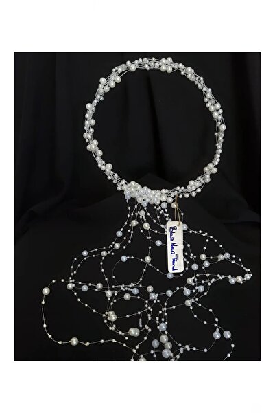 BBA TULLE STORE 56 CM ÇEMBER GELİN TACI İNCİLİ GELİN TAÇ SAÇAK İNCİLİ GELİN T...