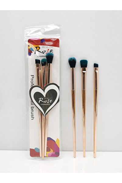 Roesıa Rose Cosmetics Rose 3'lü Far Fırçası & Karıştırma Fırçası Gold