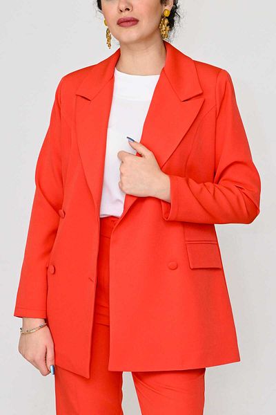 DEFİLE LUX Long Jacket Trousers Set Pomegranate Flower - Official Series