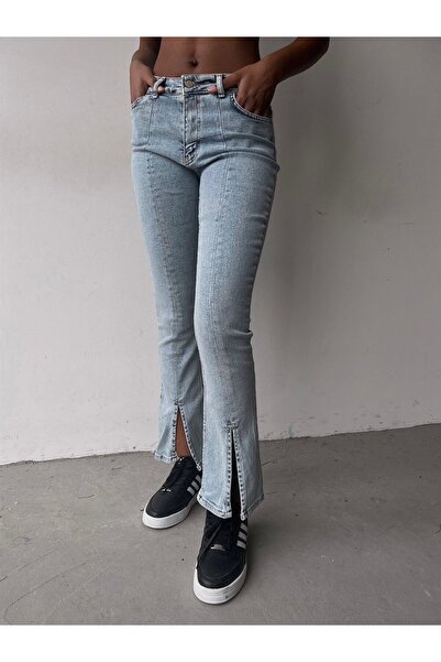 ByCukurovaFrango Ženske Visok struk prednje delove Sa prorezom Sa likrom pant...