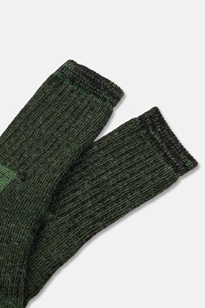 Mısırlı Unisex Alpaka Yünü Havlu Kışlık Kahve/yeşil Soket Çorap M 6006 Ky