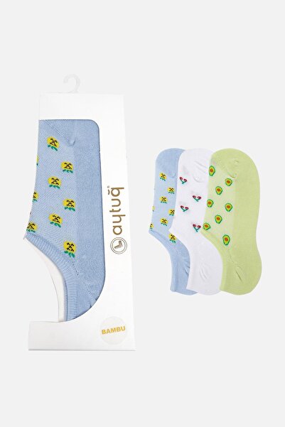 Aytuğ Women's Bamboo 3 Pairs Special Boxed Ck Ballerina Socks 34322