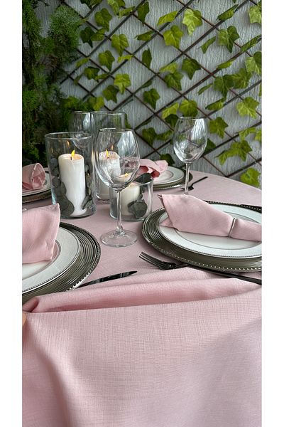 Decamor home 6-Piece Napkin Linen Textured Stain-Proof Powder Pink Fabric Napkin